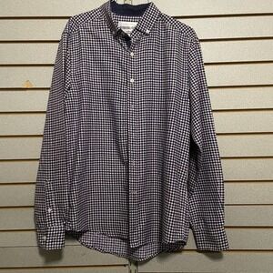 International Report Men's Medium Purple‎ Black White Checked Long Sleeve Shirt